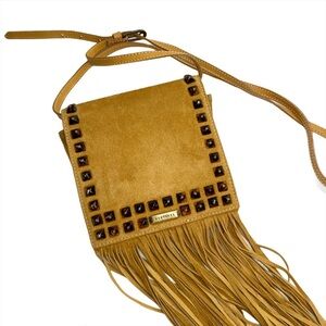 Bobstore Leather Mustard Yellow Fringe Crossbody
